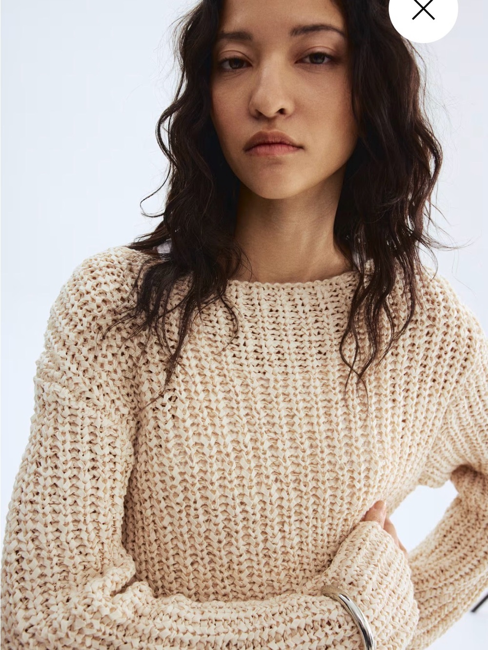 Boat Neck Sweater in Cream